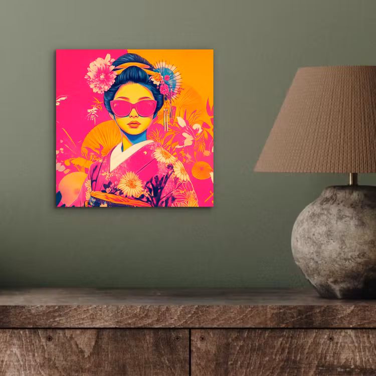 Vrouw - Zonnebril - Abstract - Oranje aluminium wit klein -sfeer2