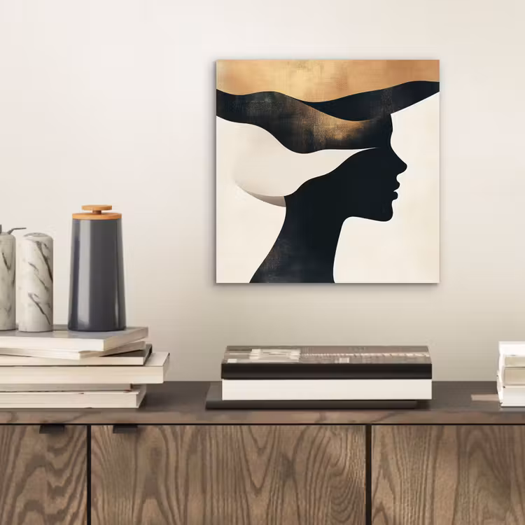 Vrouw - Golven - Zwart aluminium wit klein -sfeer1