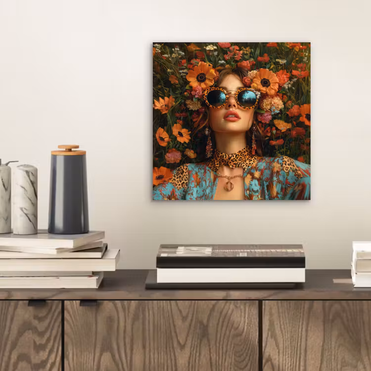 Vrouwen - Bloemen - Modern - Bril - Abstract aluminium wit klein -sfeer1