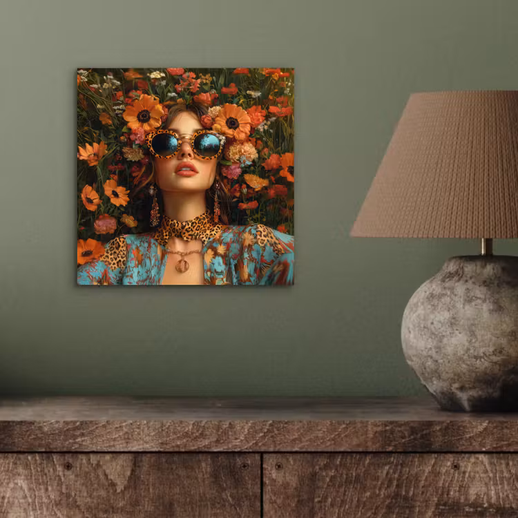 Vrouwen - Bloemen - Modern - Bril - Abstract aluminium wit klein -sfeer2