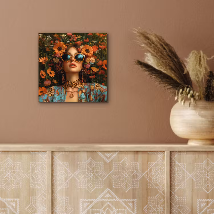 Vrouwen - Bloemen - Modern - Bril - Abstract aluminium wit klein -sfeer4