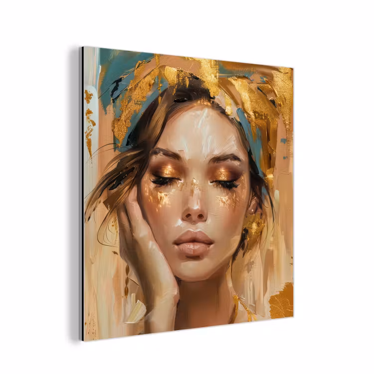 Vrouwen - Portret - Luxe - Goud aluminium wit klein -3d