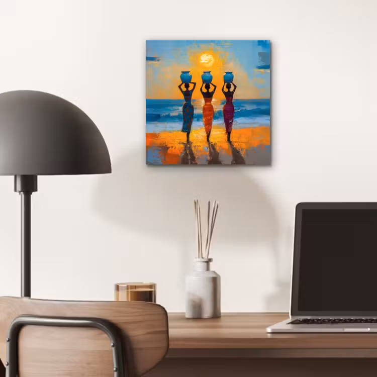 Vrouwen - Strand - Zondsondergang aluminium wit klein -sfeer5