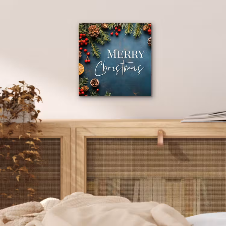 Merry Christmas - Blauw - Kerst - Winter aluminium wit klein -sfeer3