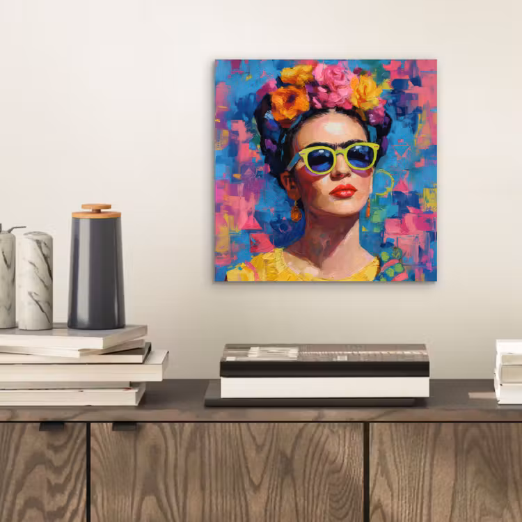 Vrolijk portret - Vrouw - Bloemenkroon aluminium wit klein -sfeer1