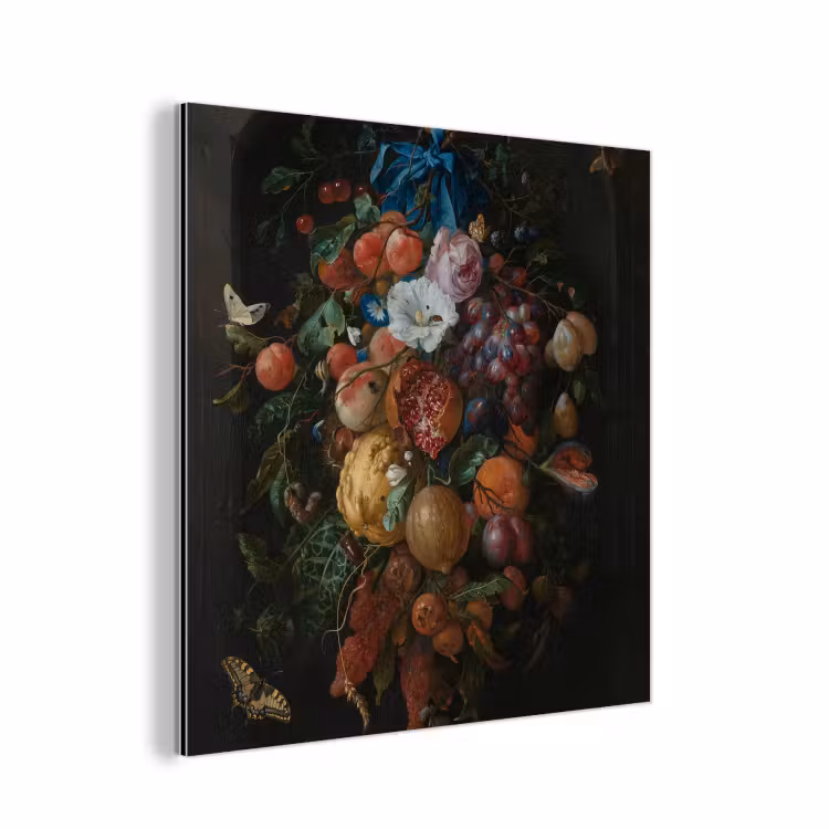 Festoen van vruchten en bloemen - Schilderij van Jan Davidsz. de Heem aluminium wit klein -3d