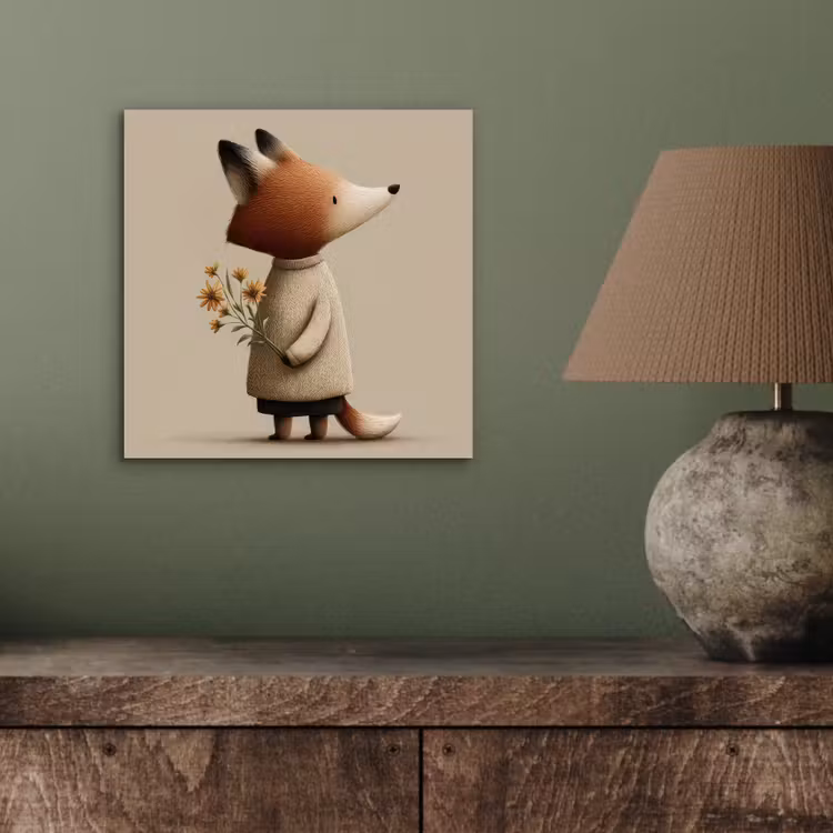 Vos - Gele bloemen - Minimalistisch aluminium wit klein -sfeer2