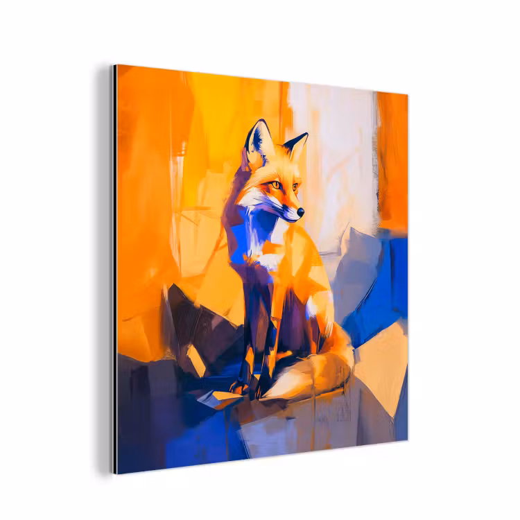 Vos - Oranje - Vormen - Abstract aluminium wit klein -3d