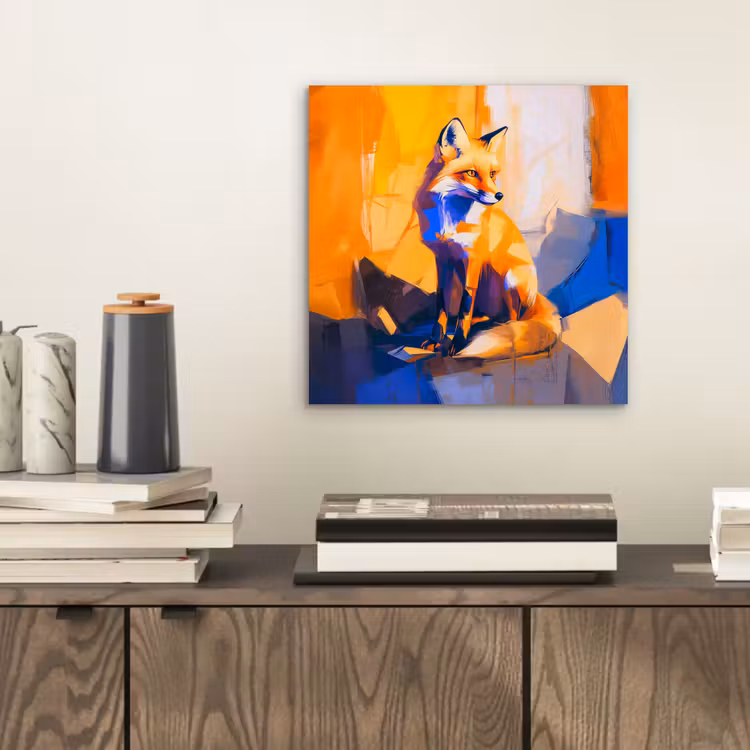 Vos - Oranje - Vormen - Abstract aluminium wit klein -sfeer1