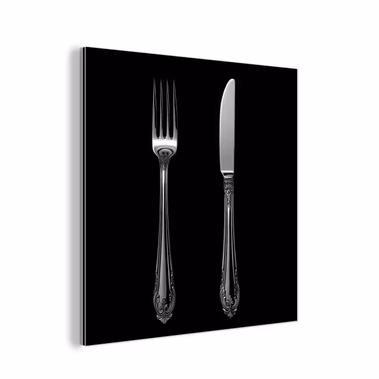 Vork - Mes - Zilver aluminium wit klein -3d