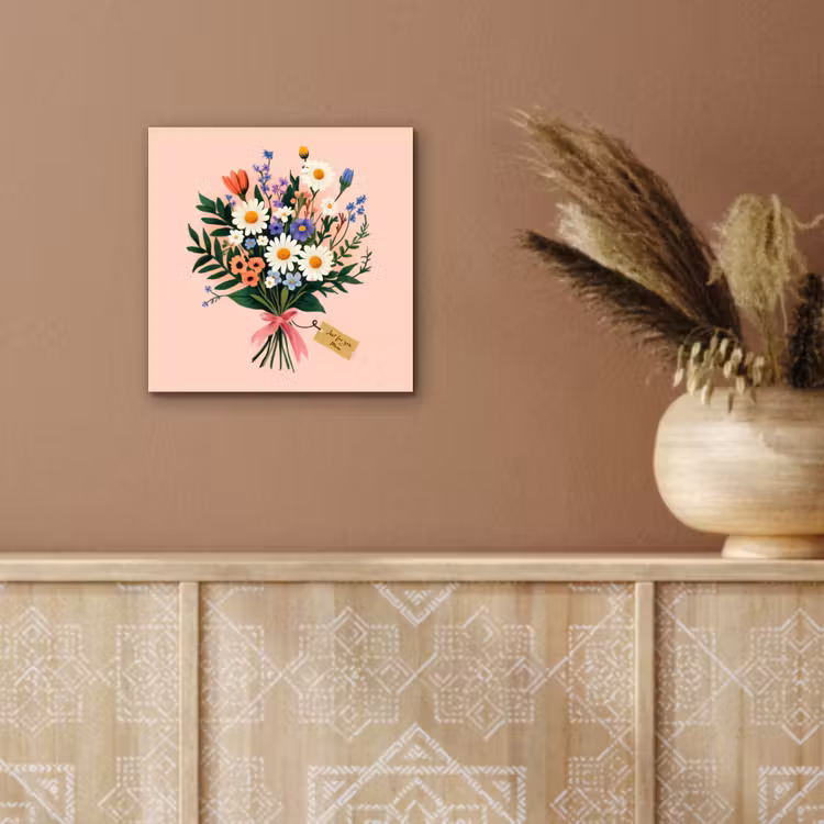 Margrieten - Boeket - Strikje - Roze aluminium wit klein -sfeer4
