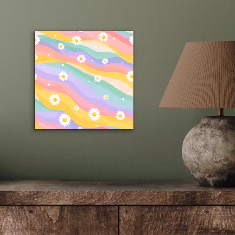 Madeliefjes - Kleurrijk - Pastel - Vrolijk aluminium wit klein -sfeer2