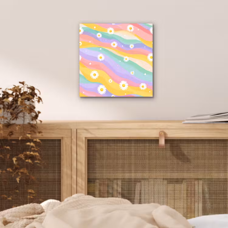 Madeliefjes - Kleurrijk - Pastel - Vrolijk aluminium wit klein -sfeer3