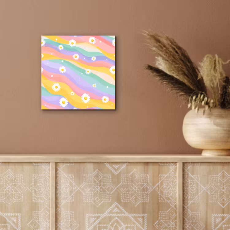 Madeliefjes - Kleurrijk - Pastel - Vrolijk aluminium wit klein -sfeer4