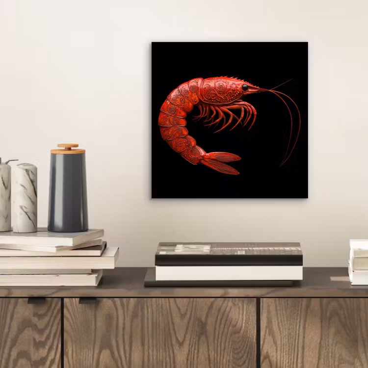 Garnaal - Rood - Dieren aluminium wit klein -sfeer1