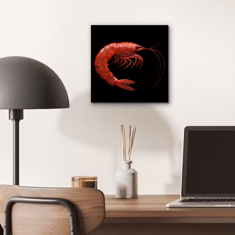 Garnaal - Rood - Dieren aluminium wit klein -sfeer5