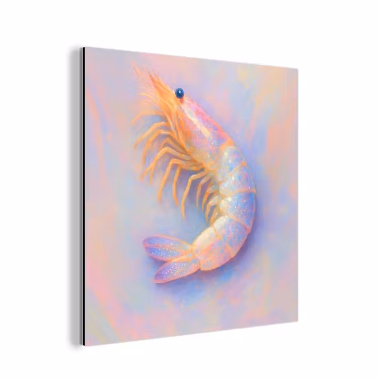 Garnaal - Subtiele structuur - Blauw - Roze aluminium wit klein -3d