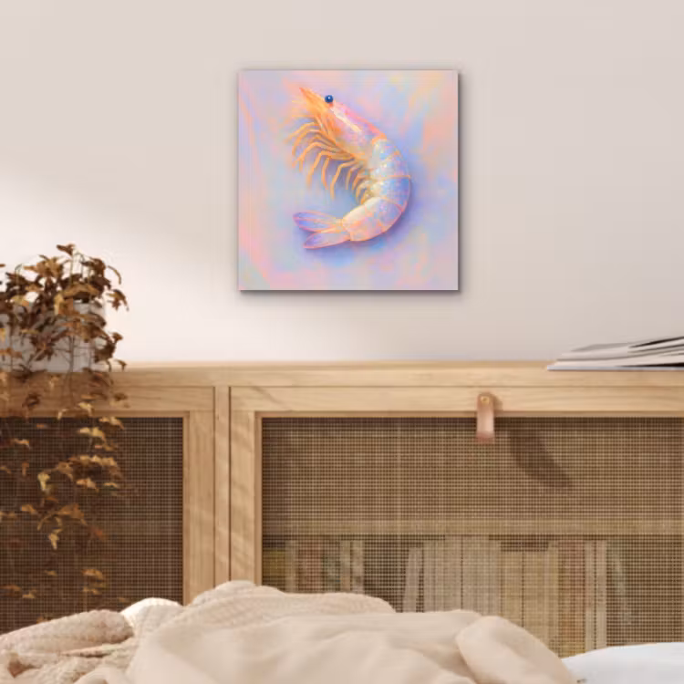 Garnaal - Subtiele structuur - Blauw - Roze aluminium wit klein -sfeer3