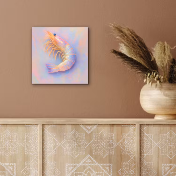 Garnaal - Subtiele structuur - Blauw - Roze aluminium wit klein -sfeer4