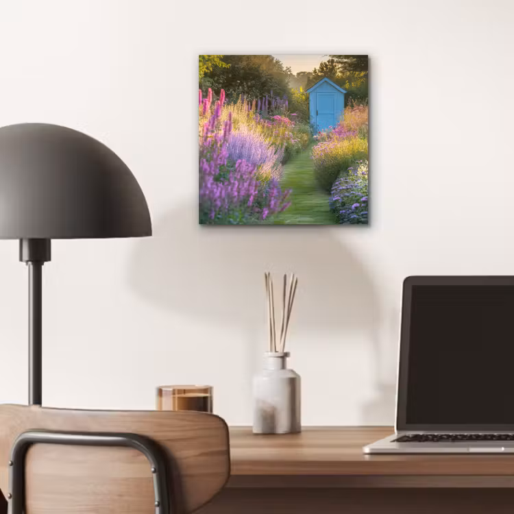 Tuinhuisje - Blauw - Bloemen aluminium wit klein -sfeer5