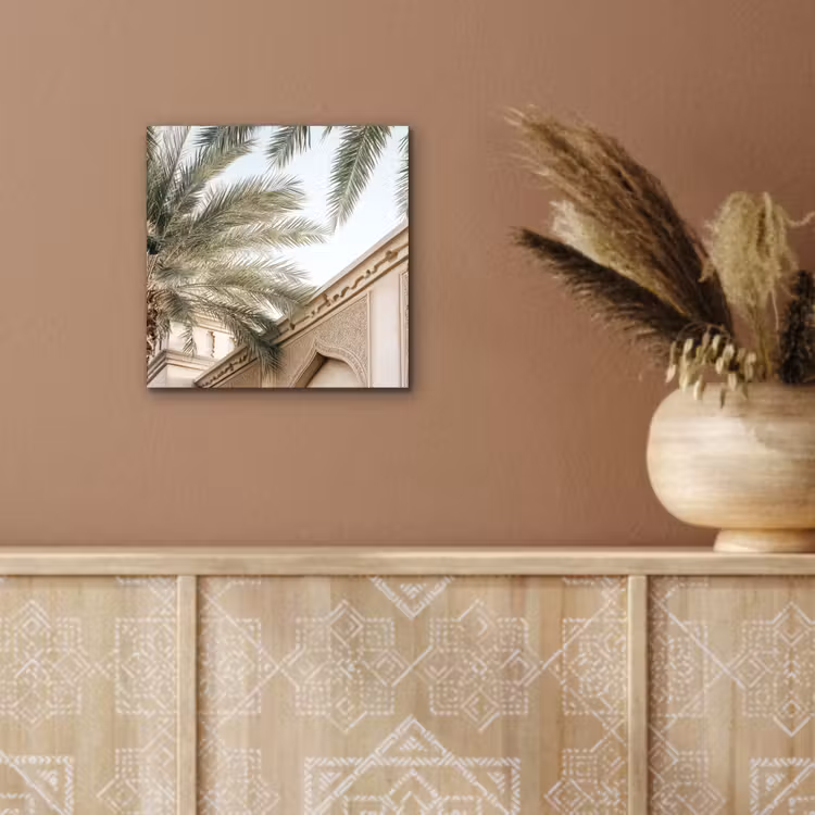 Gebouw - Palmbomen - Beige - Zon aluminium wit klein -sfeer4