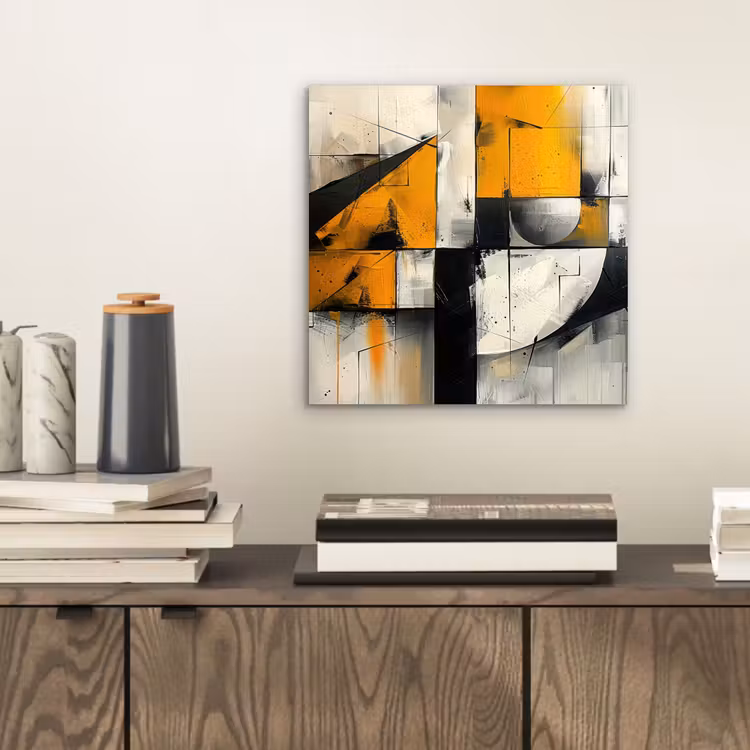 Geel - Abstract - Modern - Vormen aluminium wit klein -sfeer1