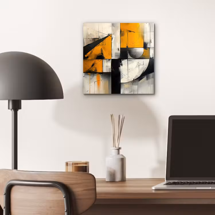 Geel - Abstract - Modern - Vormen aluminium wit klein -sfeer5