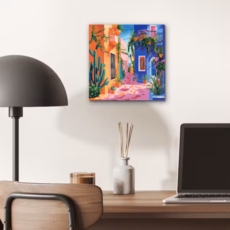 Geel - Blauw - Oranje - Huis aluminium wit klein -sfeer5