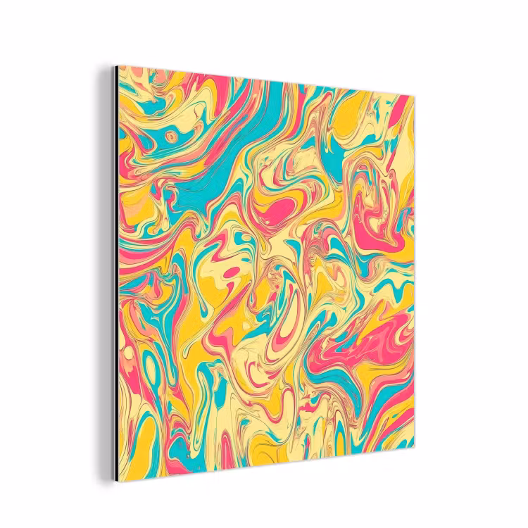 Geel - Roze - Blauw - Retro aluminium wit klein -3d