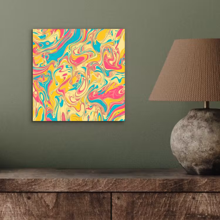 Geel - Roze - Blauw - Retro aluminium wit klein -sfeer2