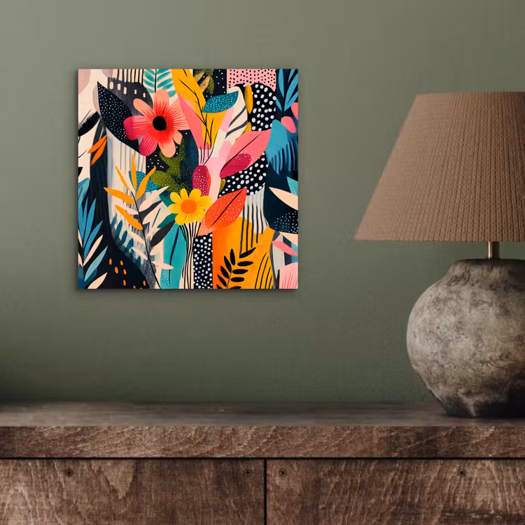 Schilderij - Abstract - Bloemen - Roze aluminium wit klein -sfeer2