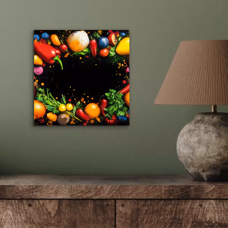 Groente - Graffiti - Kleurrijk - Koken - Abstract aluminium wit klein -sfeer2