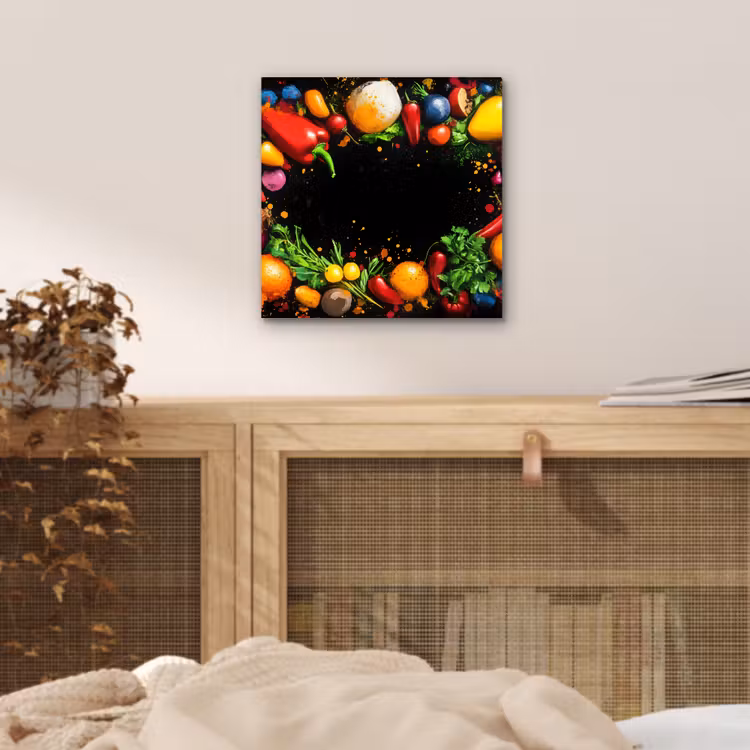 Groente - Graffiti - Kleurrijk - Koken - Abstract aluminium wit klein -sfeer3