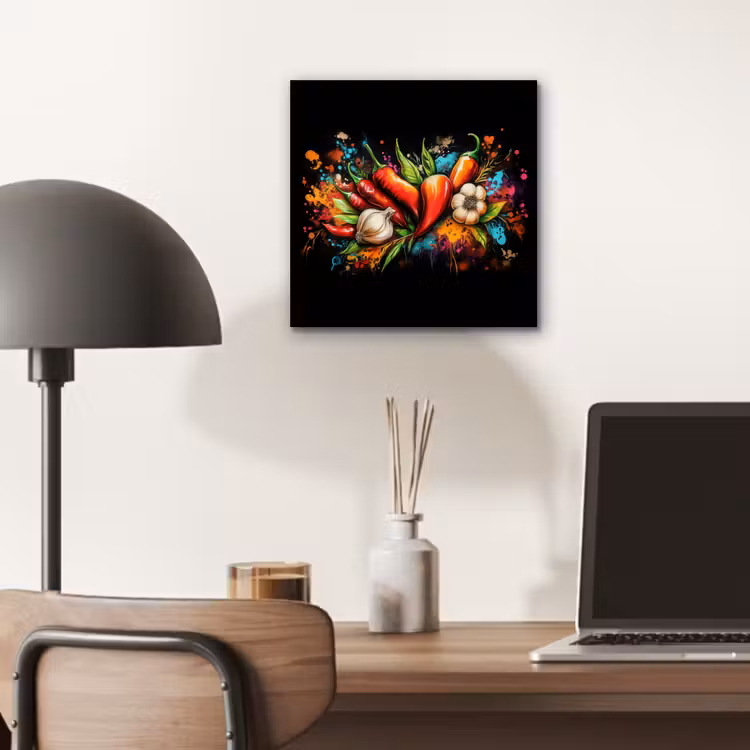 Groente - Peper - Knoflook - Graffiti - Verf - Kleurrijk aluminium wit klein -sfeer5