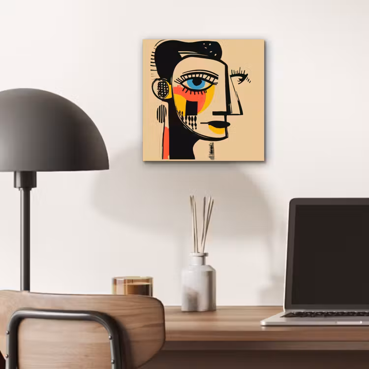 Geometrisch - Felle kleuren - Kubistische stijl aluminium wit klein -sfeer5