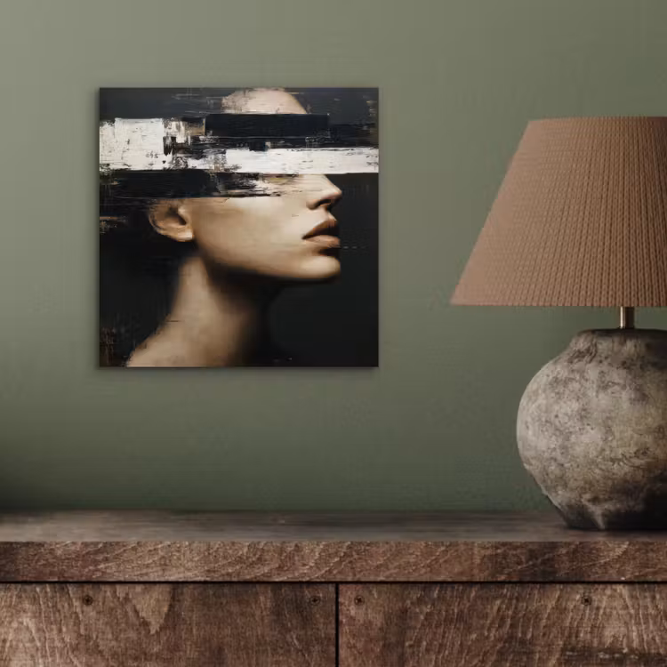 Gezicht - Vrouw - Zwart - Abstract aluminium wit klein -sfeer2