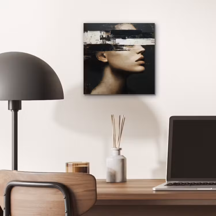 Gezicht - Vrouw - Zwart - Abstract aluminium wit klein -sfeer5
