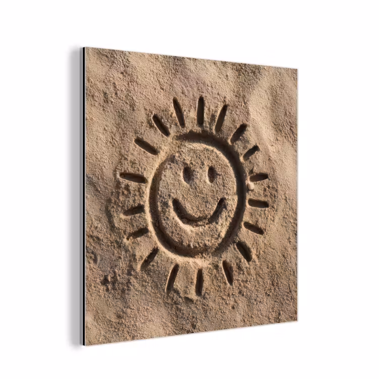 Gezichtje - Zon - Zand - Getekend aluminium wit klein -3d