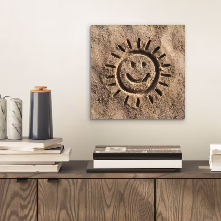 Gezichtje - Zon - Zand - Getekend aluminium wit klein -sfeer1