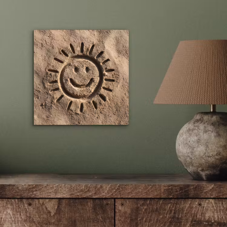 Gezichtje - Zon - Zand - Getekend aluminium wit klein -sfeer2