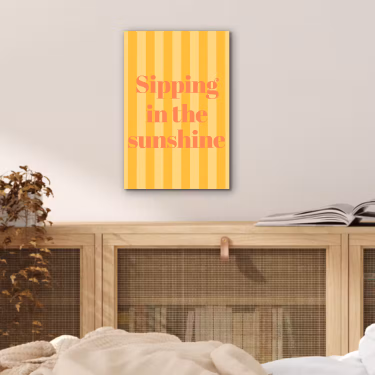 Gestreept - Geel - Sunshine - Letters aluminium wit klein -sfeer3