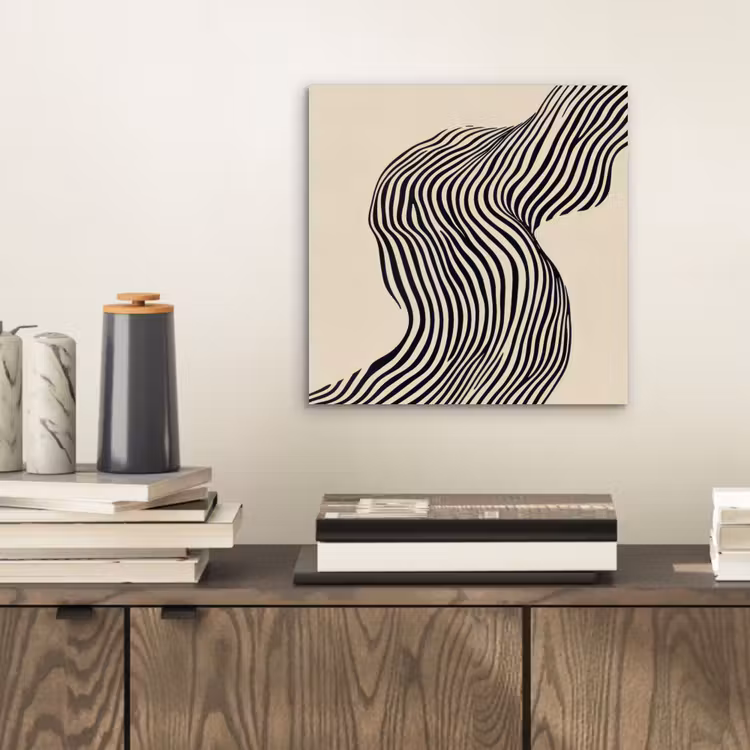 Golvend - Lijnen - Abstract - Silhouet aluminium wit klein -sfeer1