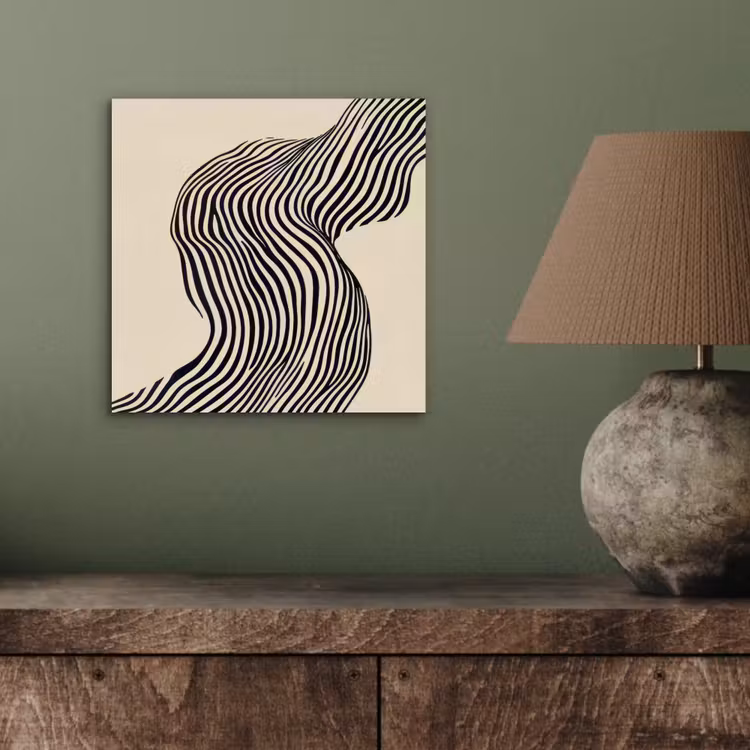 Golvend - Lijnen - Abstract - Silhouet aluminium wit klein -sfeer2