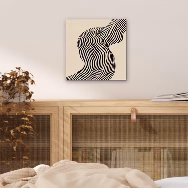 Golvend - Lijnen - Abstract - Silhouet aluminium wit klein -sfeer3