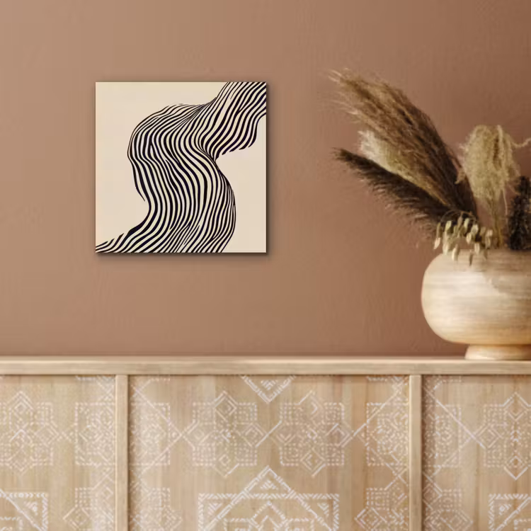 Golvend - Lijnen - Abstract - Silhouet aluminium wit klein -sfeer4