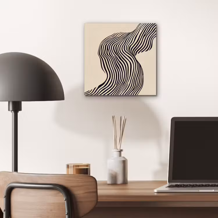 Golvend - Lijnen - Abstract - Silhouet aluminium wit klein -sfeer5