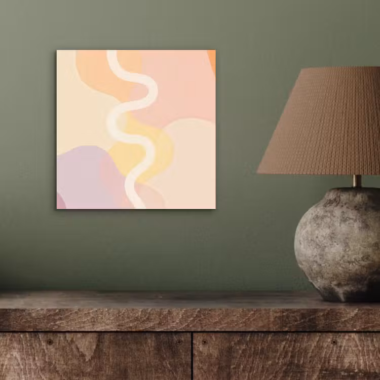 Golvende vormen - Abstract - pastel aluminium wit klein -sfeer2