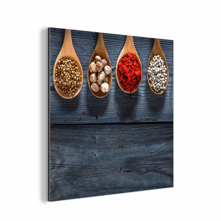 Kruiden - Lepels - Hout - Keuken - Specerijen - Industrieel aluminium wit klein -3d
