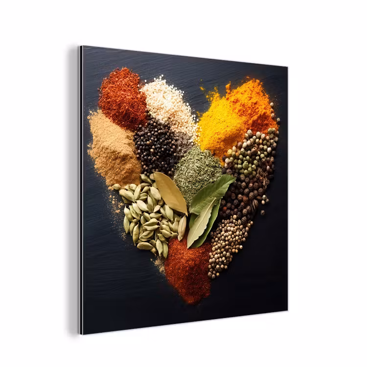 Specerijen - Mix - Hartvorm - Zwart aluminium wit klein -3d
