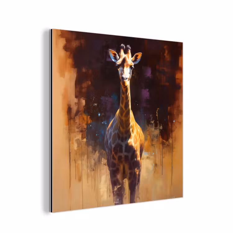Giraf - Bruin - Abstract - Geschilderd aluminium wit klein -3d